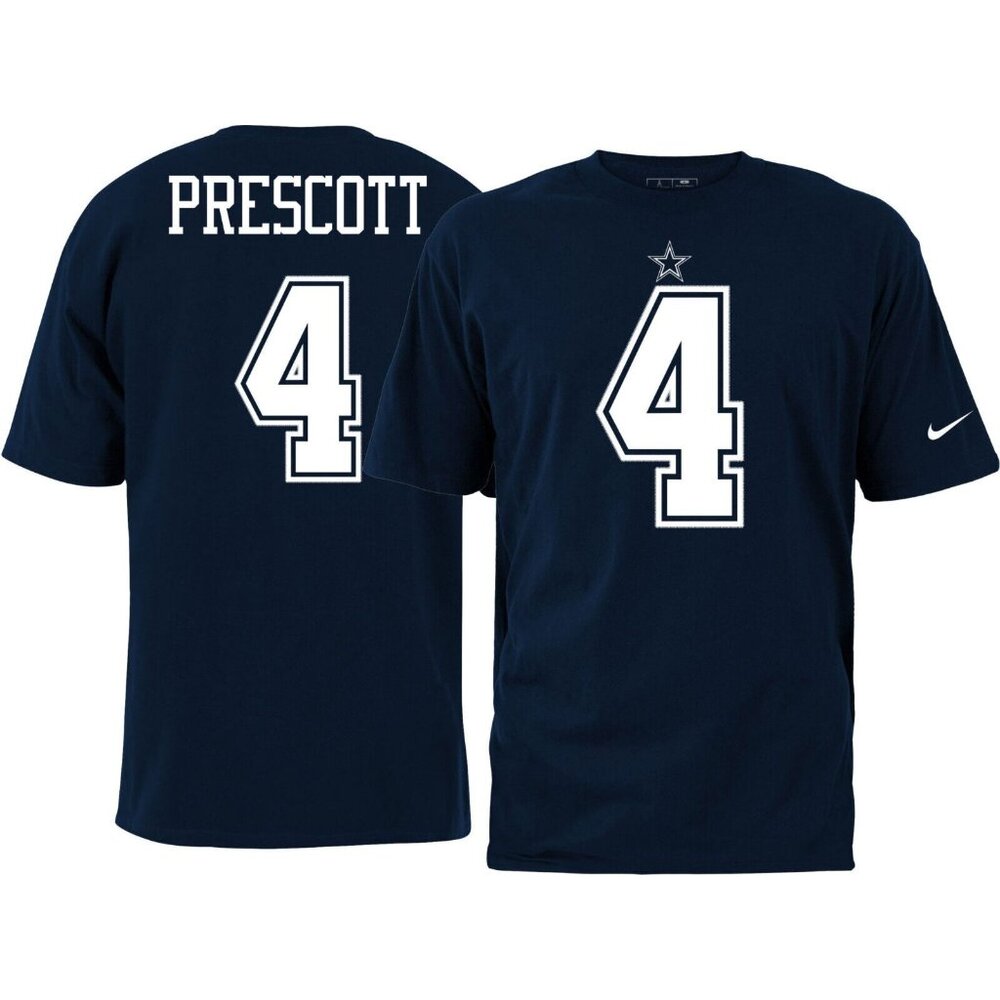 NWT Prescott Dallas Cowboys Shirt Nike Tee Men's L NFL Navy Blue Player Pride